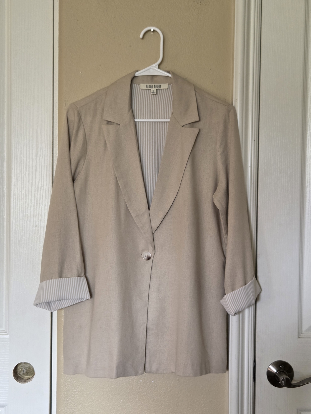 Sloan Rouge Sand Linen Blend Boyfriend Blazer